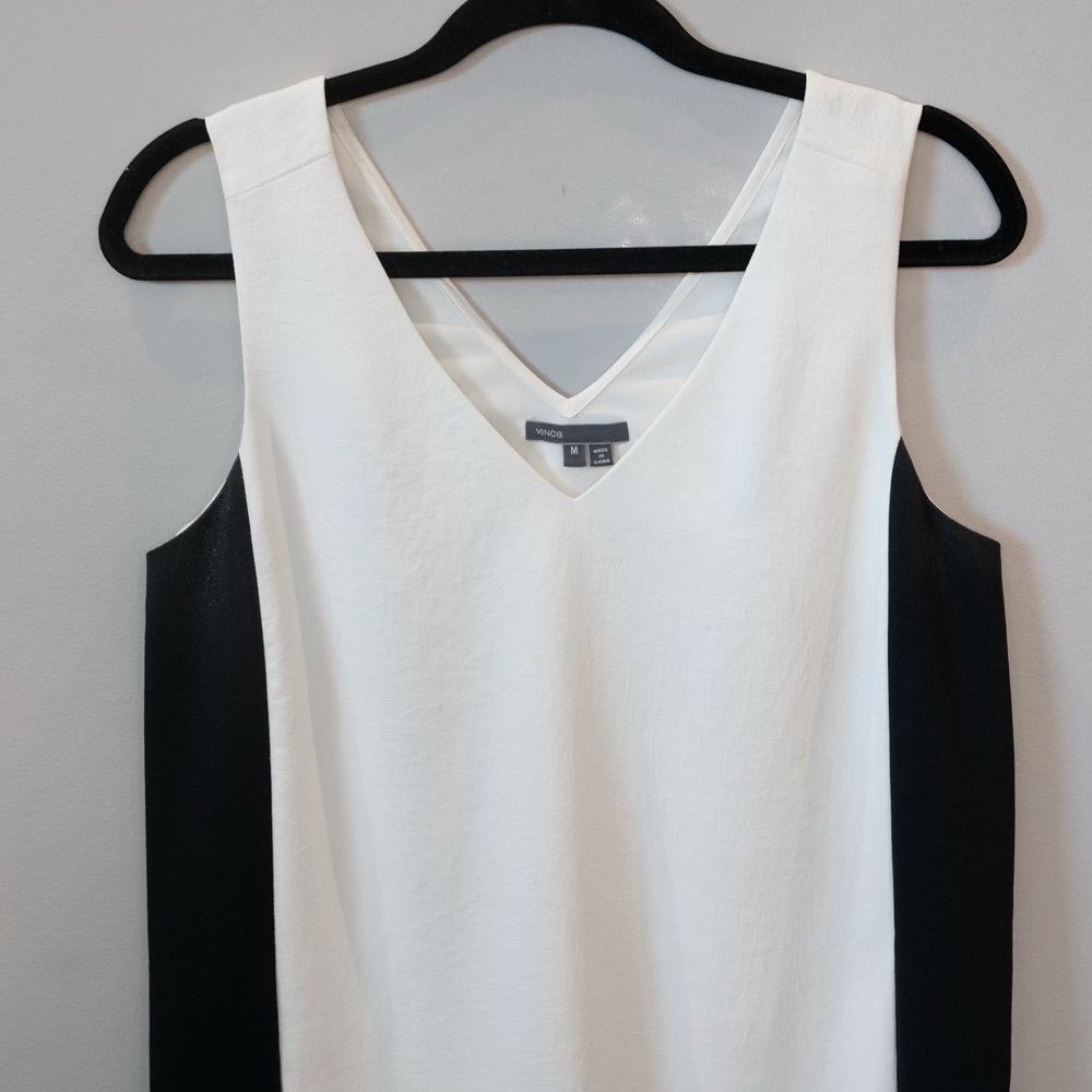 Vince Two-Tone V-Neck Dress - Picture 2 of 5